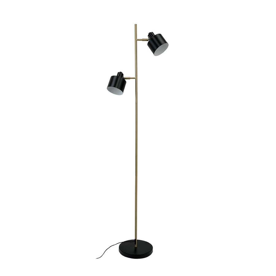 Lampadaire Ocean en métal, laiton et noir, 2 lumières, hauteur 160 cm