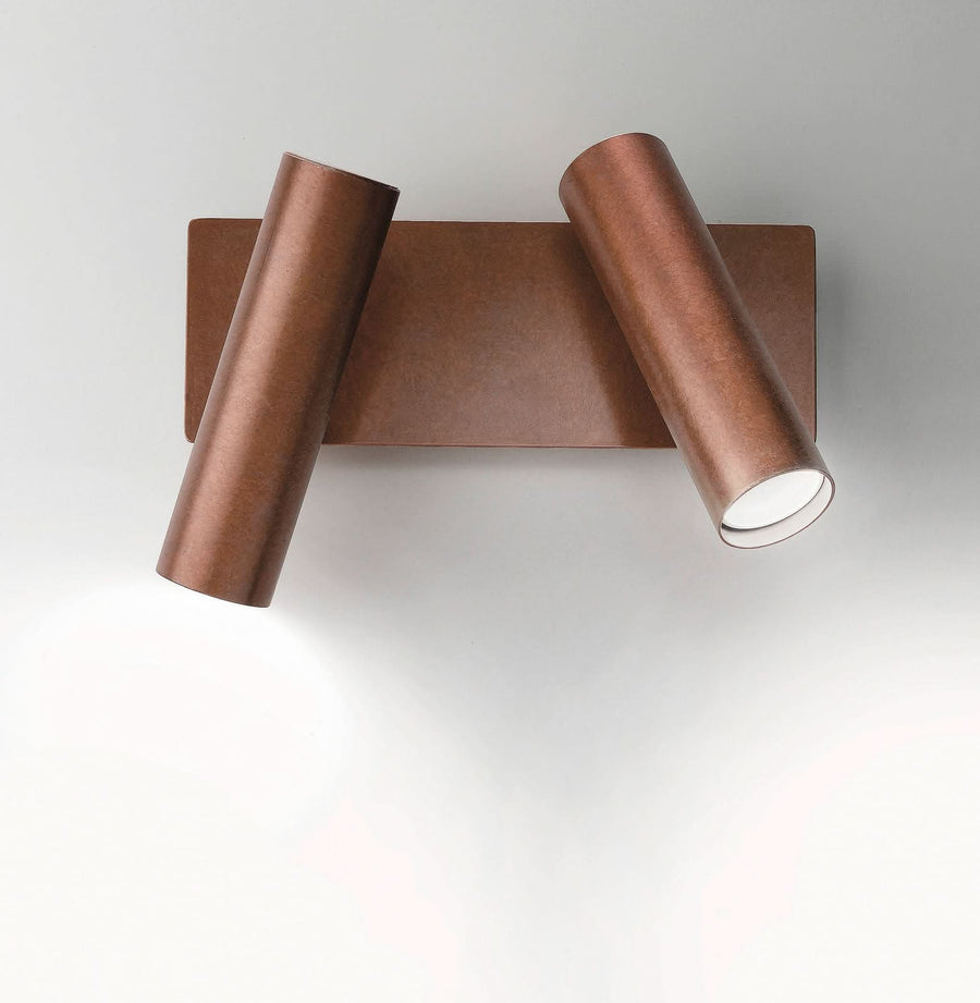 Applique murale 7541 en laiton, bois, 2 lumières, hauteur 20 cm