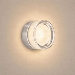 Applique murale LED Somber en verre, nickel et transparent, Ø 12,5 cm, IP44