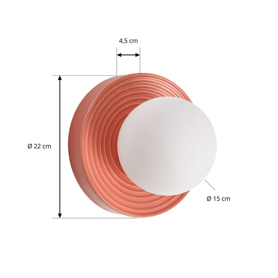 Applique murale Harriet en verre, orange et blanc, Ø 22 cm