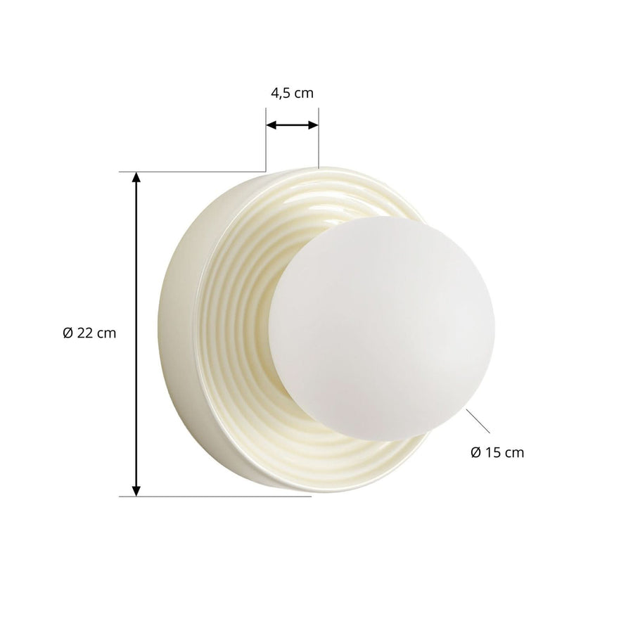 Applique murale Harriet en verre, beige et blanc, Ø 22 cm