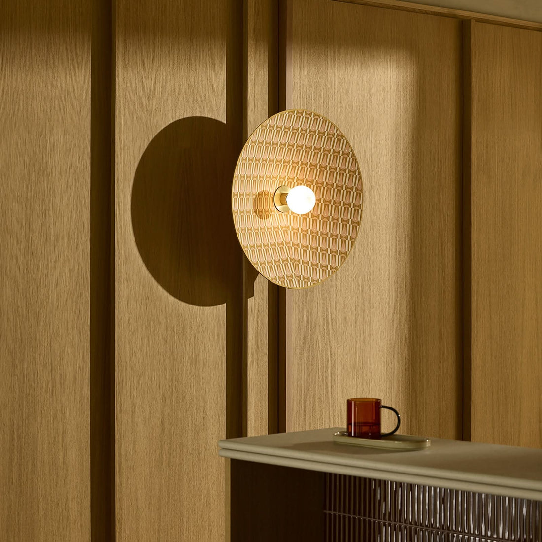 Applique murale Gatsby en tissu, beige et marron clair, Ø 60 cm