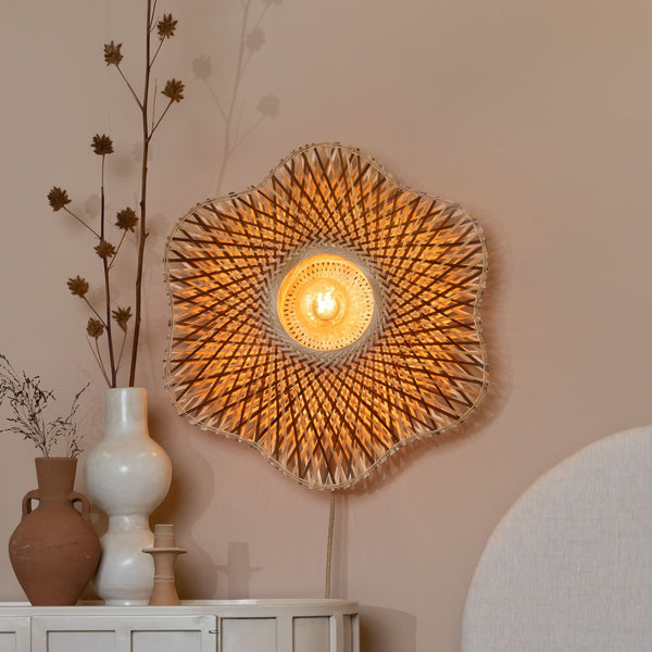 Applique murale Madura en bambou, bois et marron, Ø 60 cm