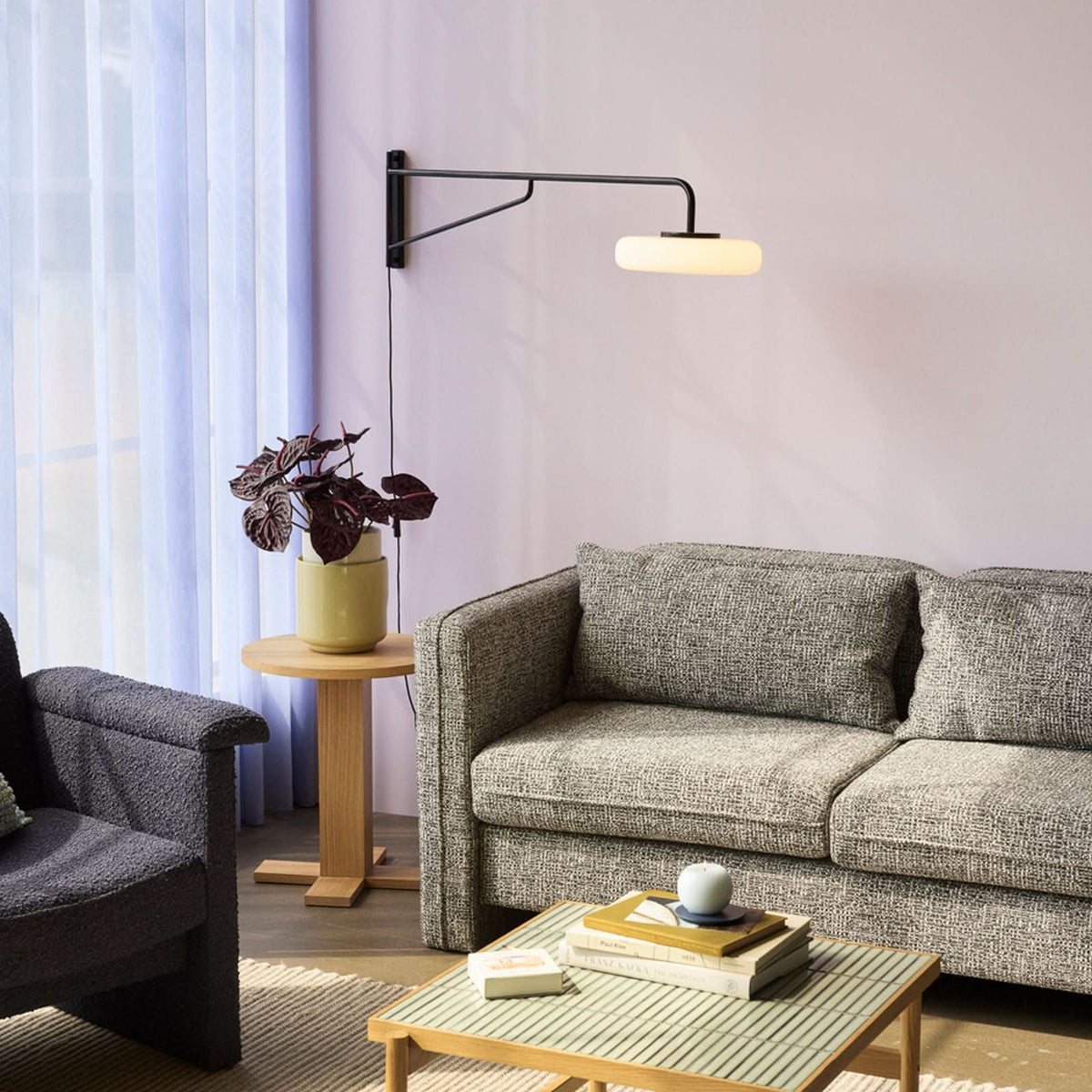 Applique murale LED Sway en verre, noir et blanc, hauteur 28 cm