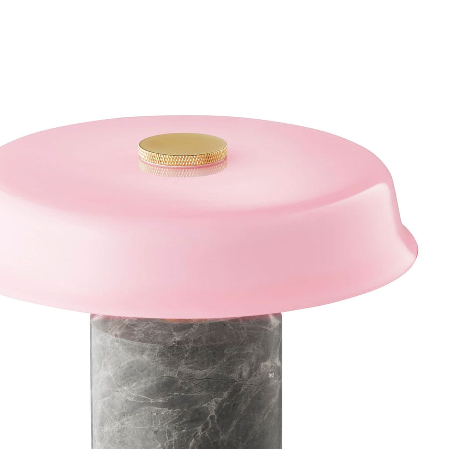 Lampe à poser d'extérieur LED rechargeable Trip No. 2 en verre, gris clair marbré et rosé brillant, Ø 18 cm, IP44