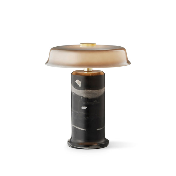 Lampe à poser d'extérieur LED rechargeable Trip No. 2 en verre, gris marbré et gris brillant, Ø 18 cm, IP44
