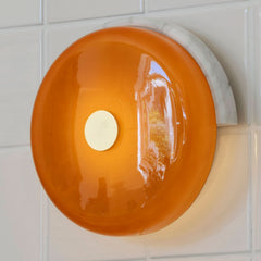 Applique murale LED Trip en verre, vert foncé marbré et ambre brillant, hauteur 19 cm