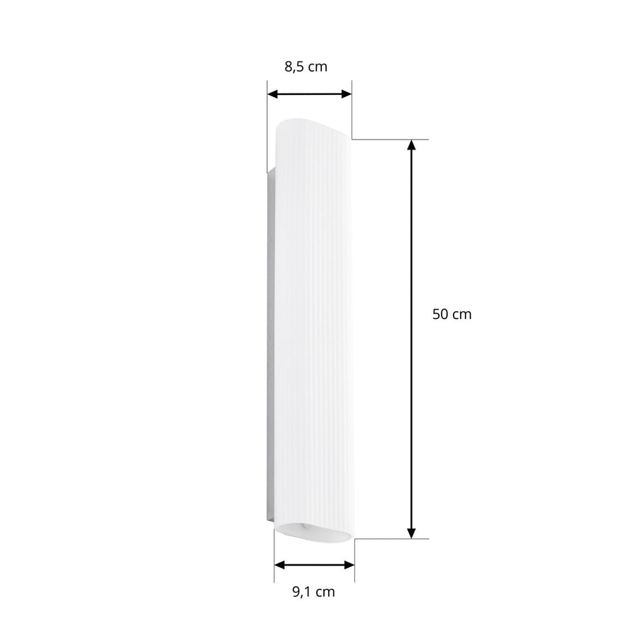 Applique murale LED Victoire en verre, blanc, hauteur 50 cm, IP44
