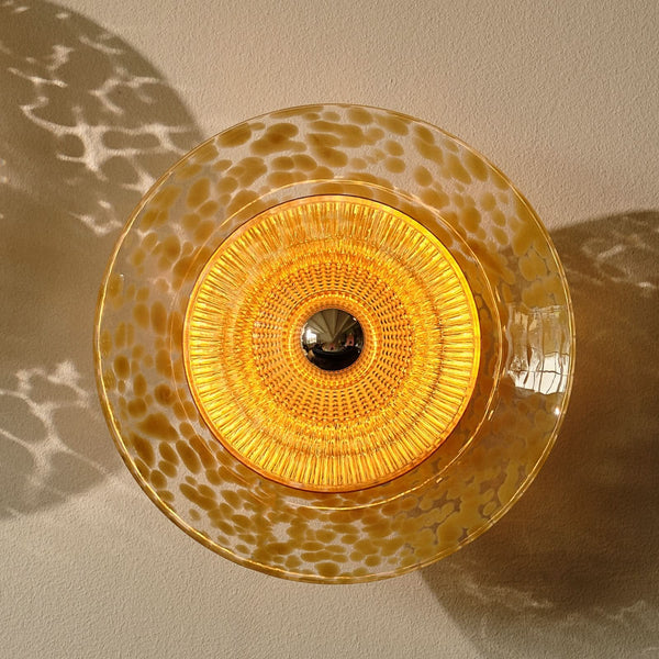 Applique murale Disco Rama en verre, ambre, Ø 49 cm