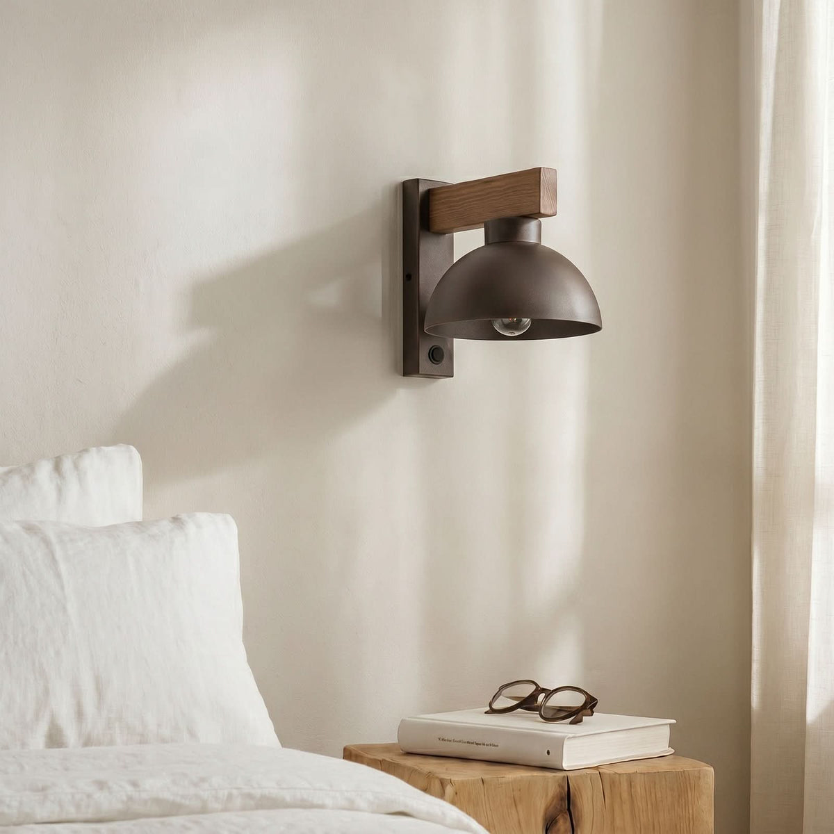 Applique murale Oslo en bois, marron, hauteur 20 cm