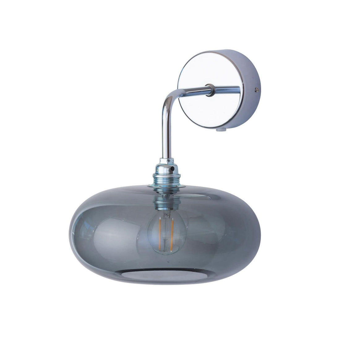 Applique murale Horizon en verre, gris fumée et argenté brillant, Ø 21 cm