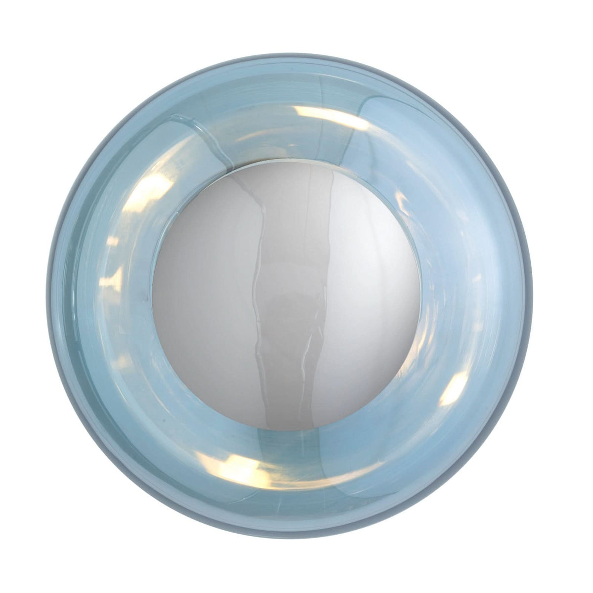 Applique murale Horizon Surface en verre, bleu et argenté brillant, Ø 21 cm