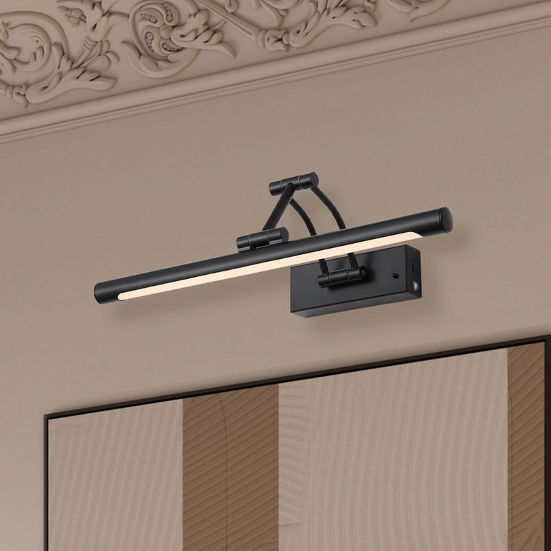 Applique murale LED rechargeable Herron en acier, noir mat et blanc, hauteur 5,5 cm