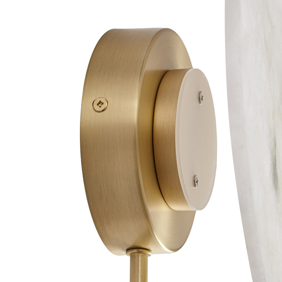 Applique murale LED Ruma en métal, albâtre et laiton, hauteur 31 cm
