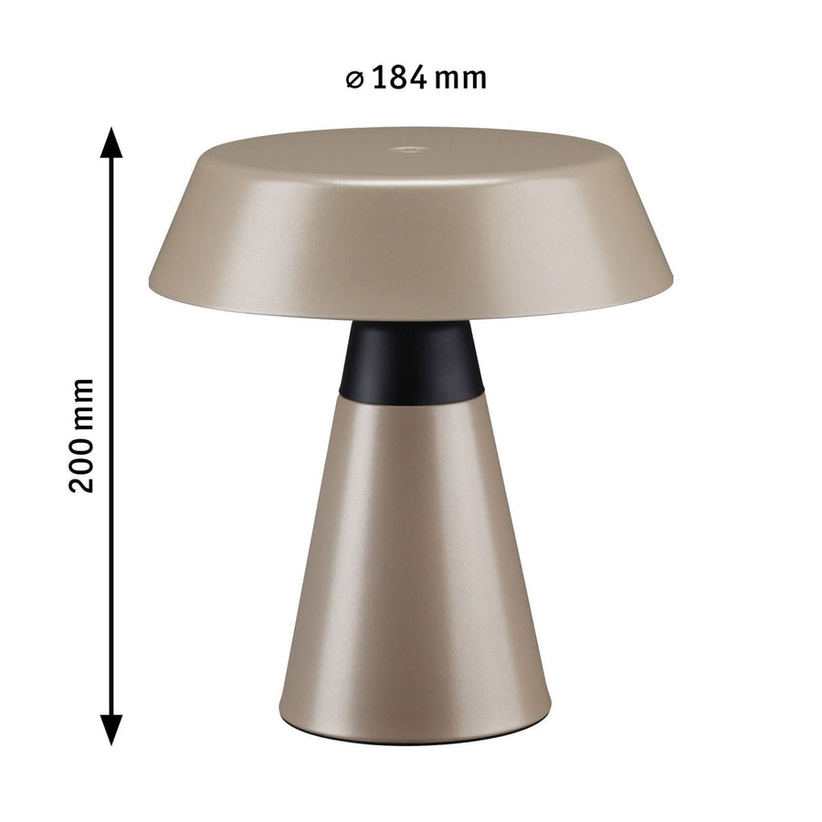 Lampe à poser d'extérieur LED Lirox en métal, beige et noir, Ø 18,4 cm, IP44