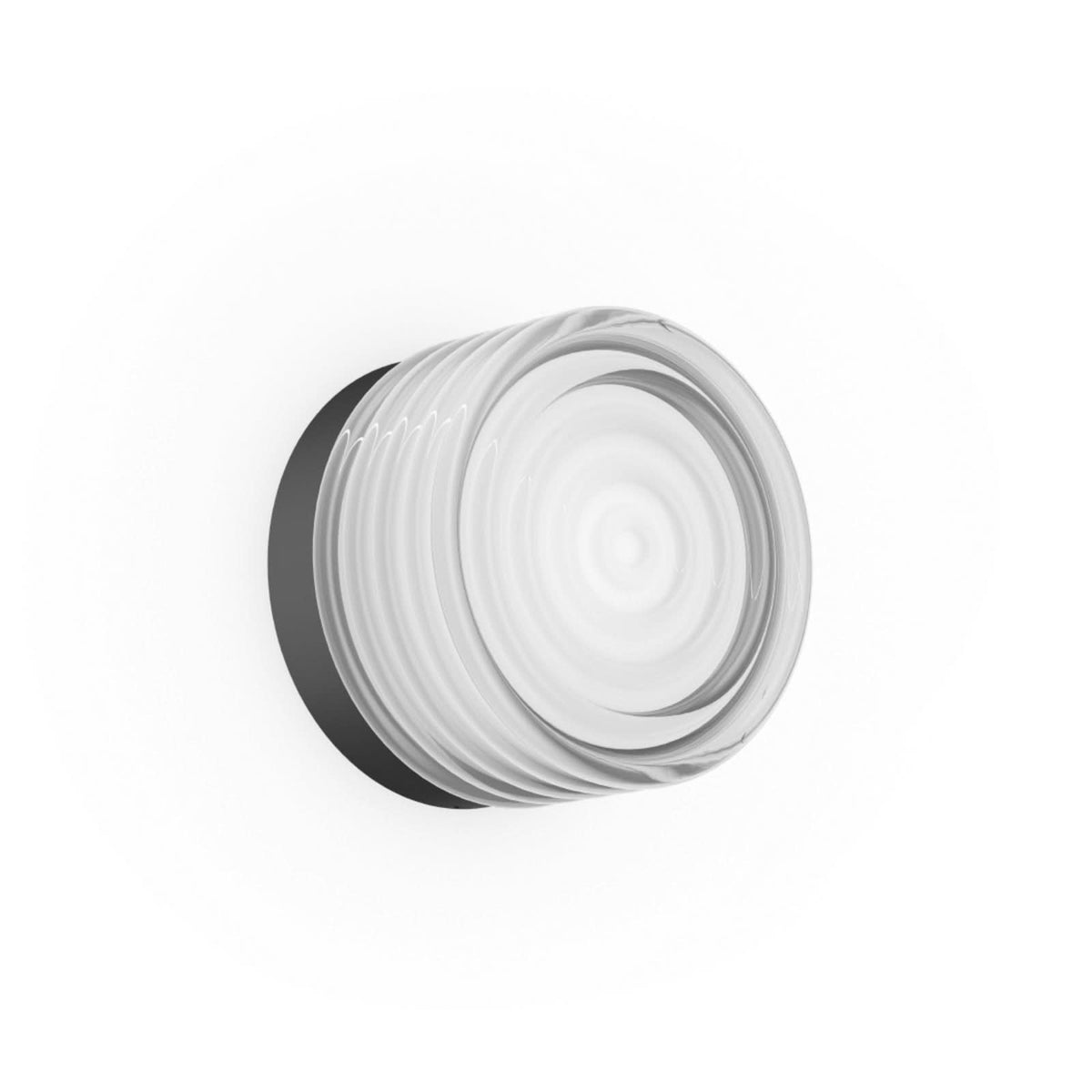 Applique murale LED Hajo en verre, transparent et noir, Ø 12,4 cm, IP44