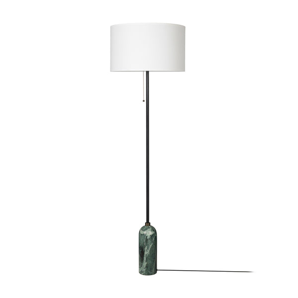 Lampadaire Gravity en tissu, blanc et vert foncé marbré, 3 lumières, hauteur 168 cm