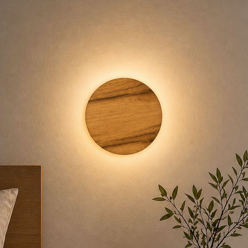 Applique murale LED Havana S en bois, noir mat, Ø 19 cm, IP44, 12 W, modèle 2