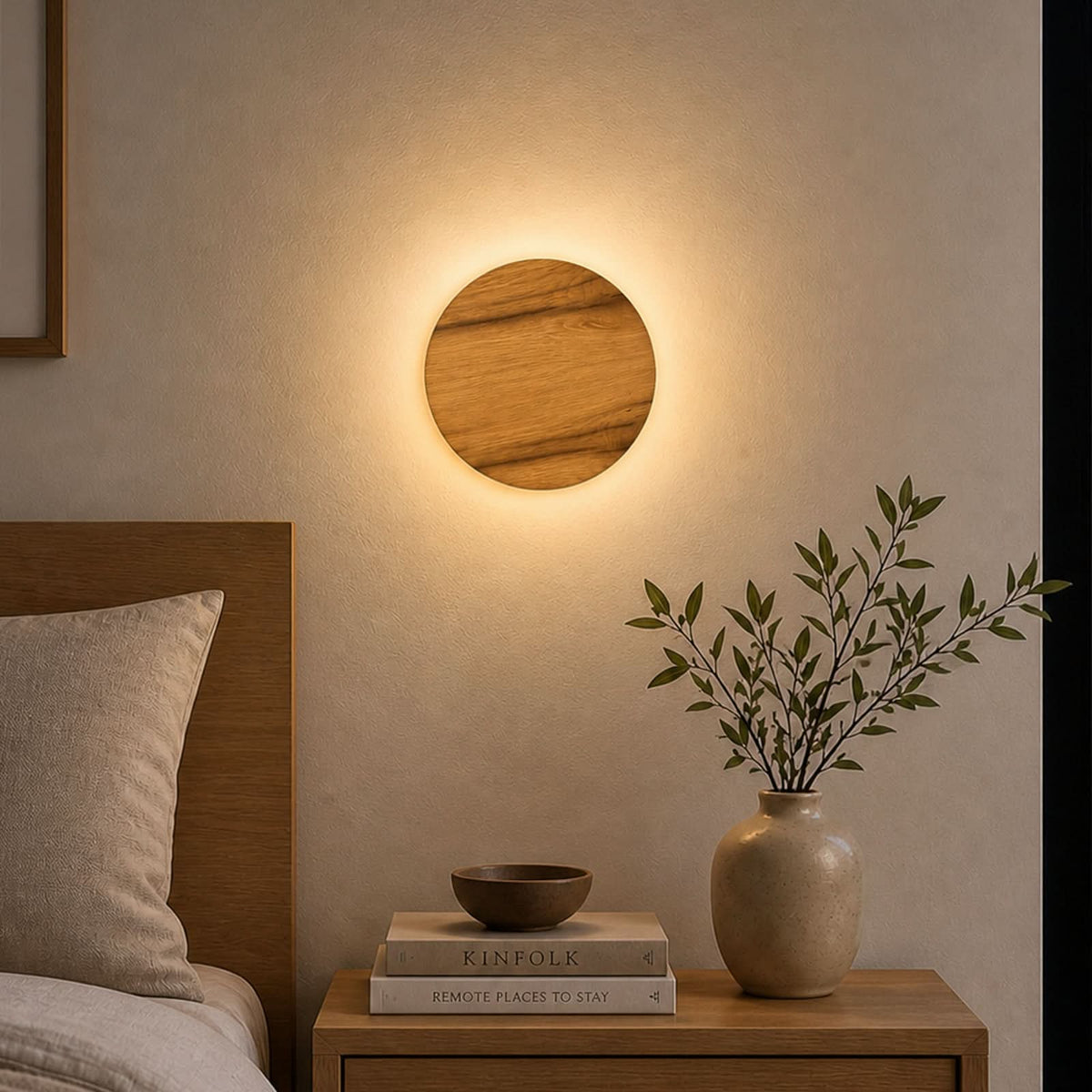 Applique murale LED Havana S en bois, noir mat, Ø 19 cm, IP44, 12 W, modèle 2