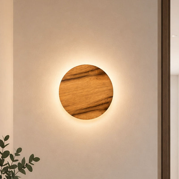 Applique murale LED Havana M en bois, noir mat, Ø 34 cm, IP44, 12 W, modèle 2
