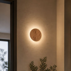 Applique murale LED Atacama en bois, Ø 19 cm, IP44