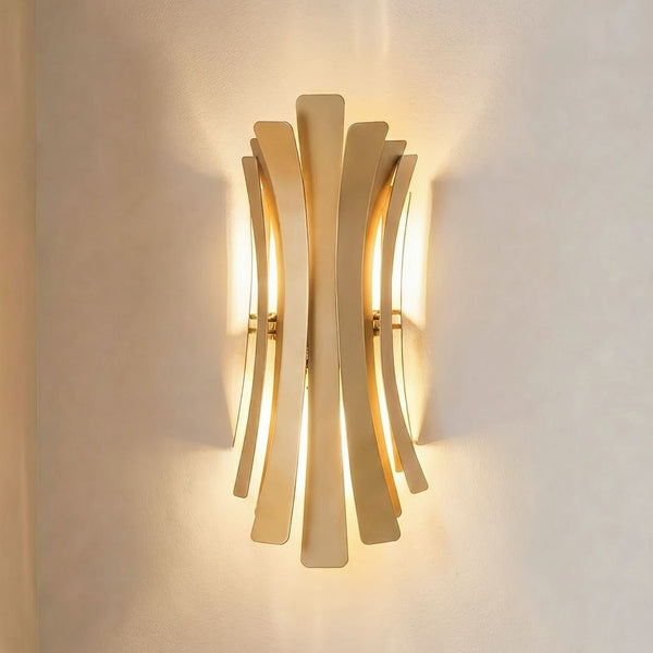 Applique murale Lınea en métal, doré, 2 lumières, hauteur 48 cm