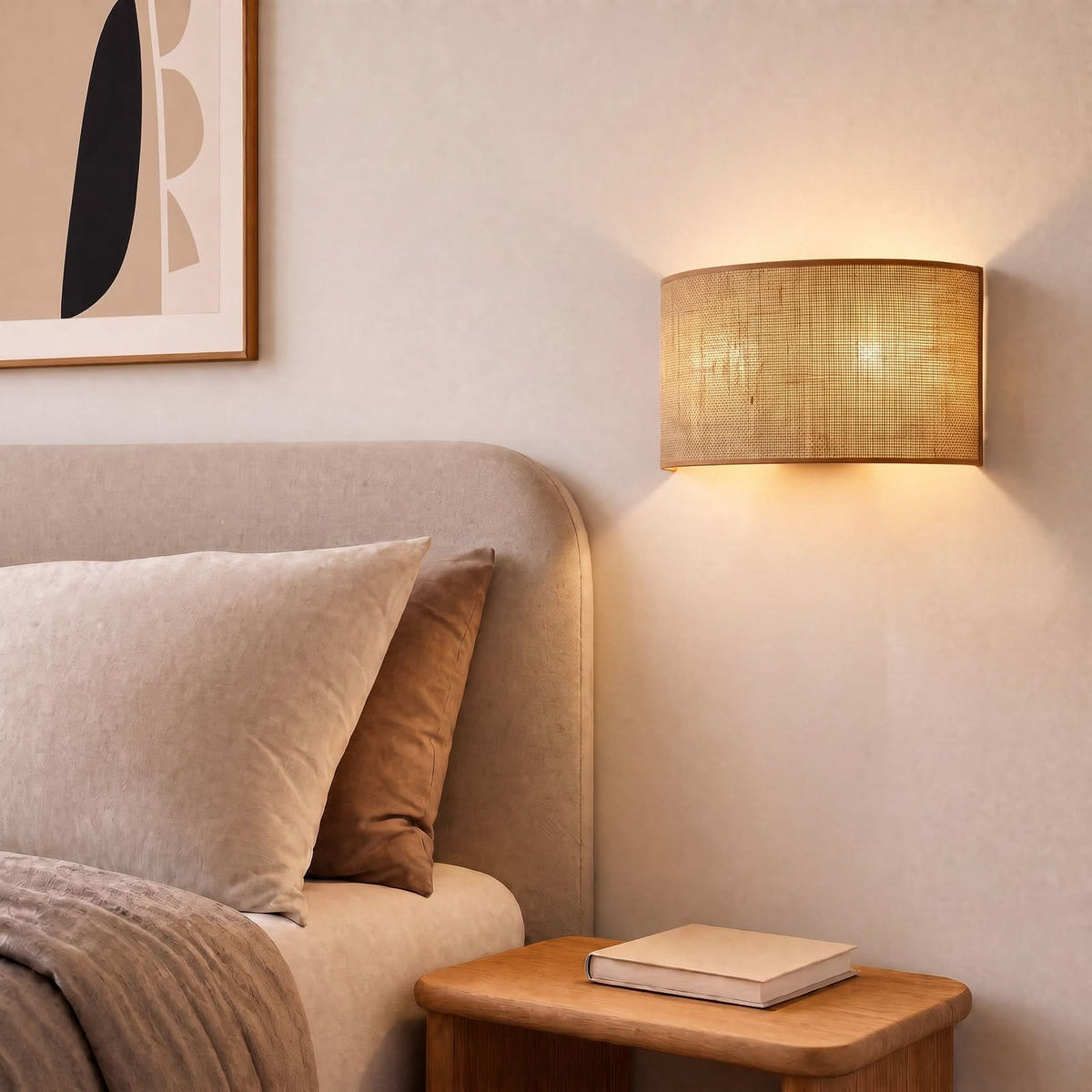 Applique murale Nature en tissu, marron, 2 lumières, hauteur 16 cm