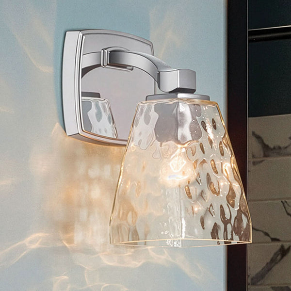Applique murale Marant en verre, chromé poli et transparent, Ø 12,7 cm, IP44