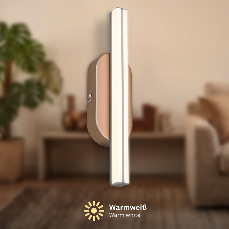 Applique murale LED Ruth en métal, bronze et blanc, hauteur 30 cm