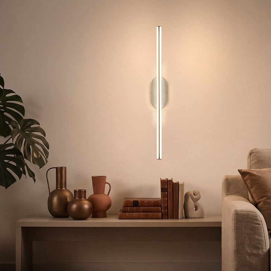 Applique murale LED Ruth en métal, gris clair et blanc, hauteur 60 cm