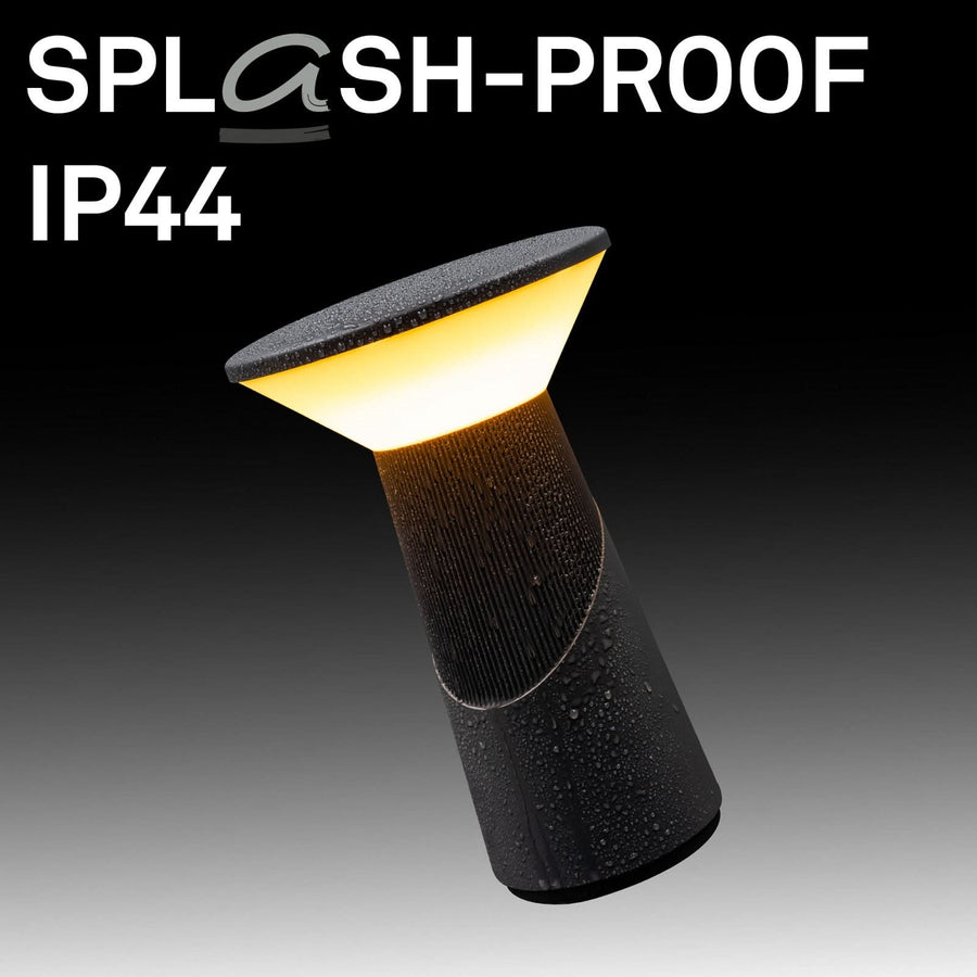Lampe à poser d'extérieur LED rechargeable Pilia en métal, anthracite et blanc, Ø 15 cm, IP44
