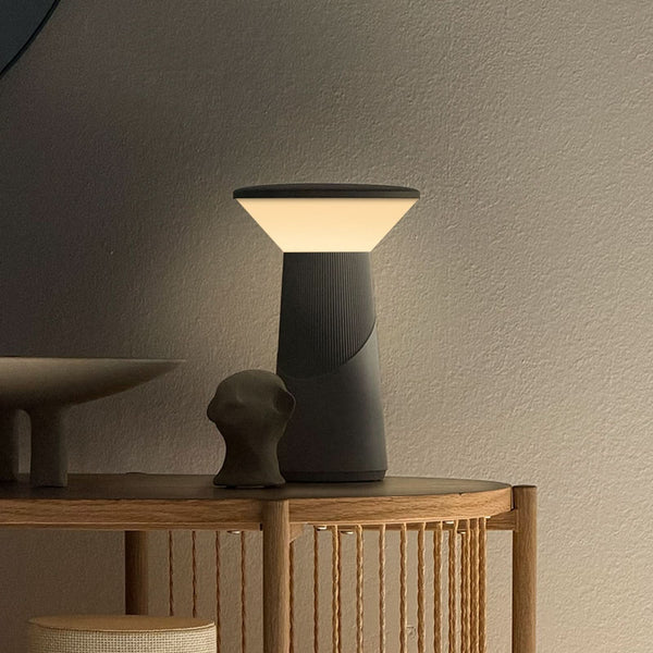 Lampe à poser d'extérieur LED rechargeable Pilia en métal, anthracite et blanc, Ø 15 cm, IP44
