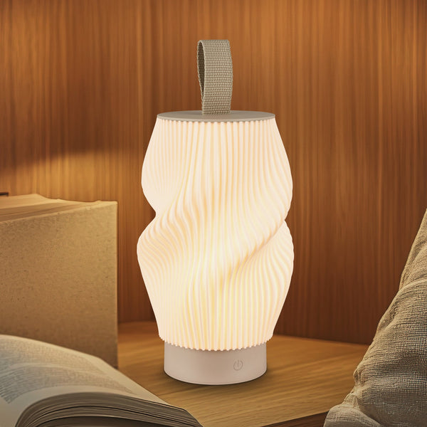 Lampe à poser d'extérieur LED rechargeable Brilo, beige et blanc, Ø 14 cm, IP44