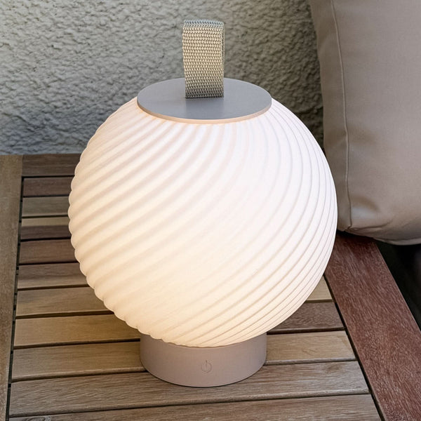 Lampe à poser d'extérieur LED Brilo, beige et blanc, Ø 18 cm, IP44