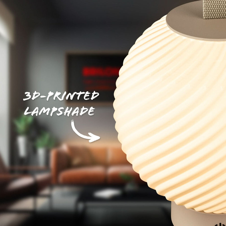 Lampe à poser d'extérieur LED Brilo, beige et blanc, Ø 18 cm, IP44