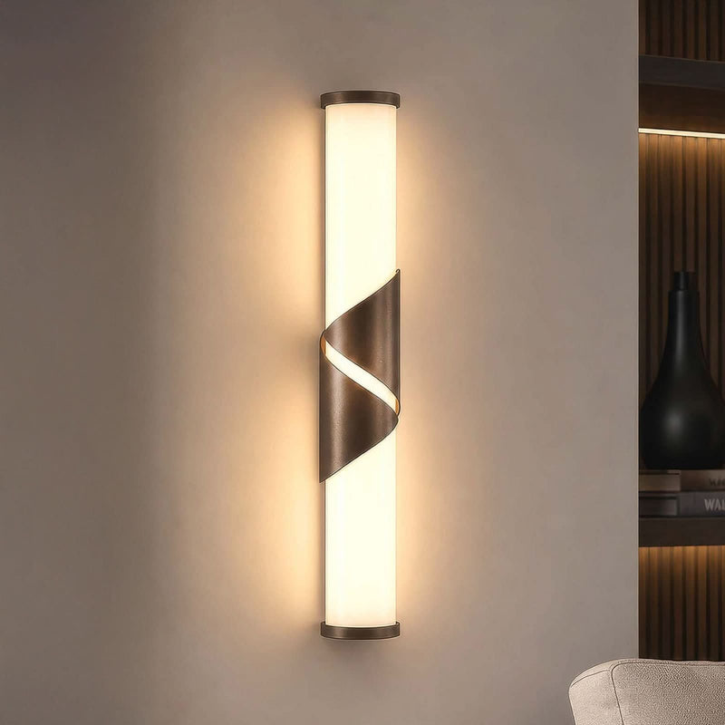 Applique murale LED Wrap en verre, bronze, hauteur 37 cm, IP44