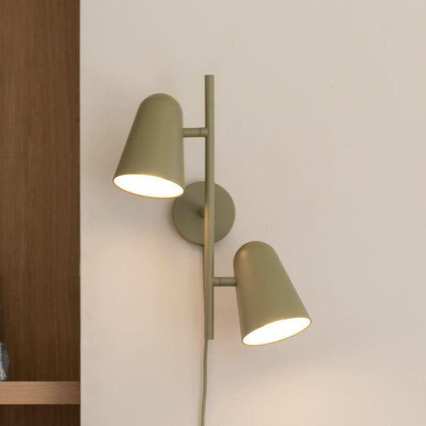 Applique murale Salamanca en métal, vert, 2 lumières, hauteur 43 cm
