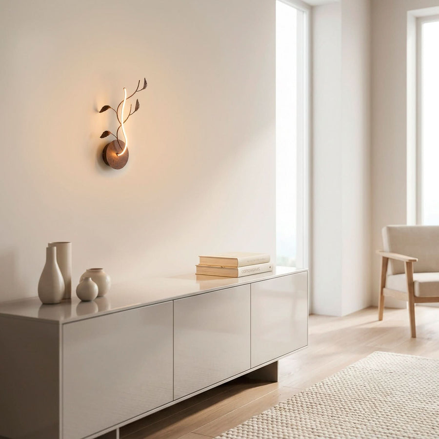 Applique murale LED Aurelia en métal, rouille, hauteur 44 cm