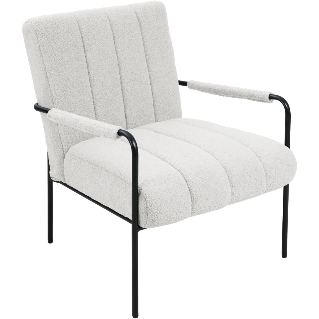 SVITA Kyle Fauteuil De Salon Rembourré, Avec Accoudoirs, Housse En Tissu Peluche, Confortable, Moderne, Vintage, Pour Salon, Bureau - Blanc | Designix -     - https://designix.fr/