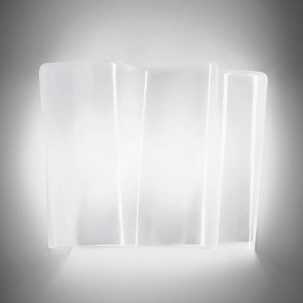 Applique murale Logico Mini en verre, blanc, hauteur 22 cm