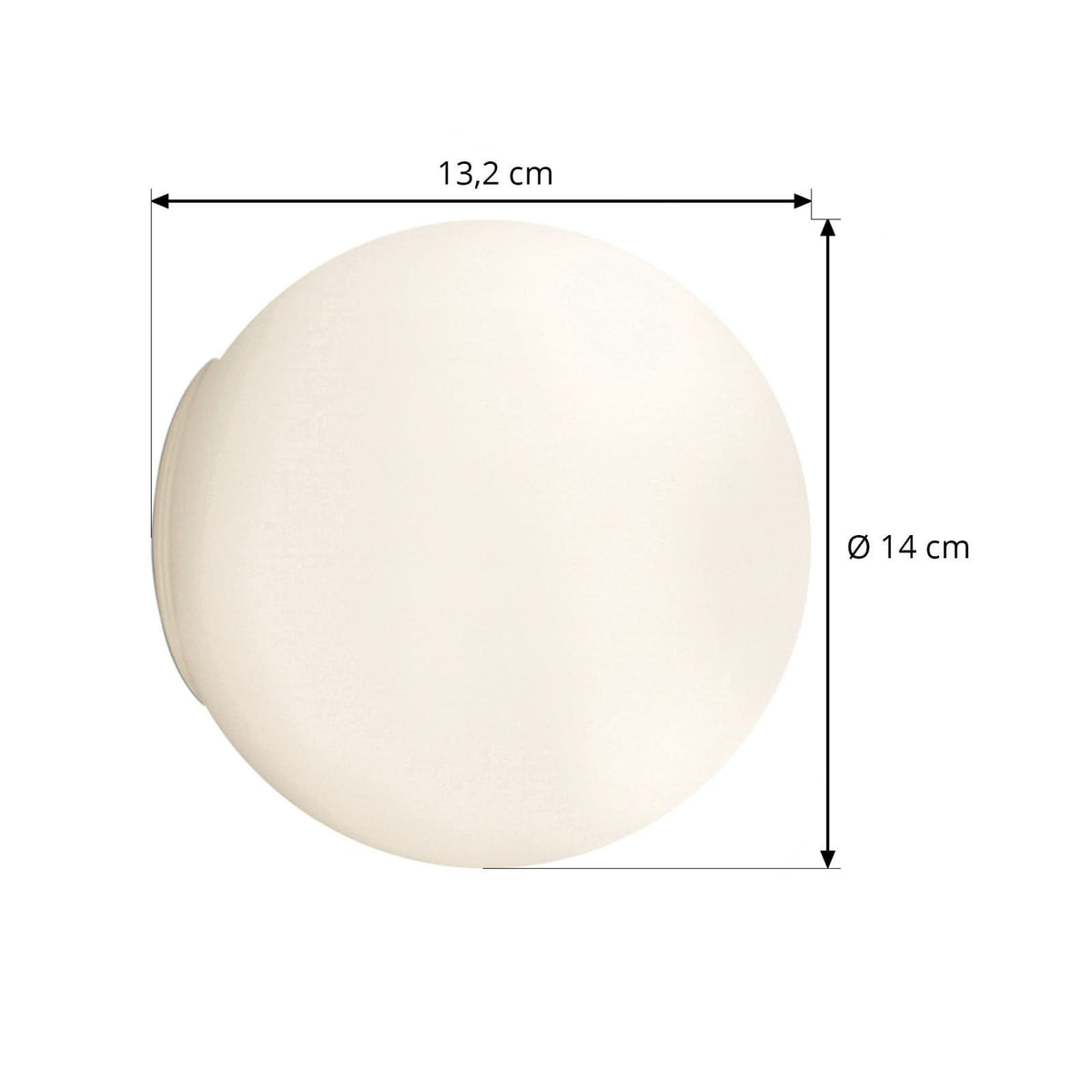 Schéma de dimensions indiquant 13,2 cm de large et Ø 14 cm.