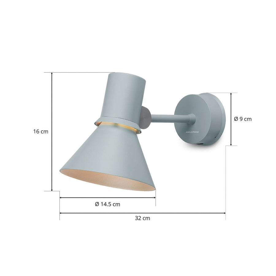 Applique murale Type 80 W1 en aluminium, gris, hauteur 16 cm, 2700 K, 6 W