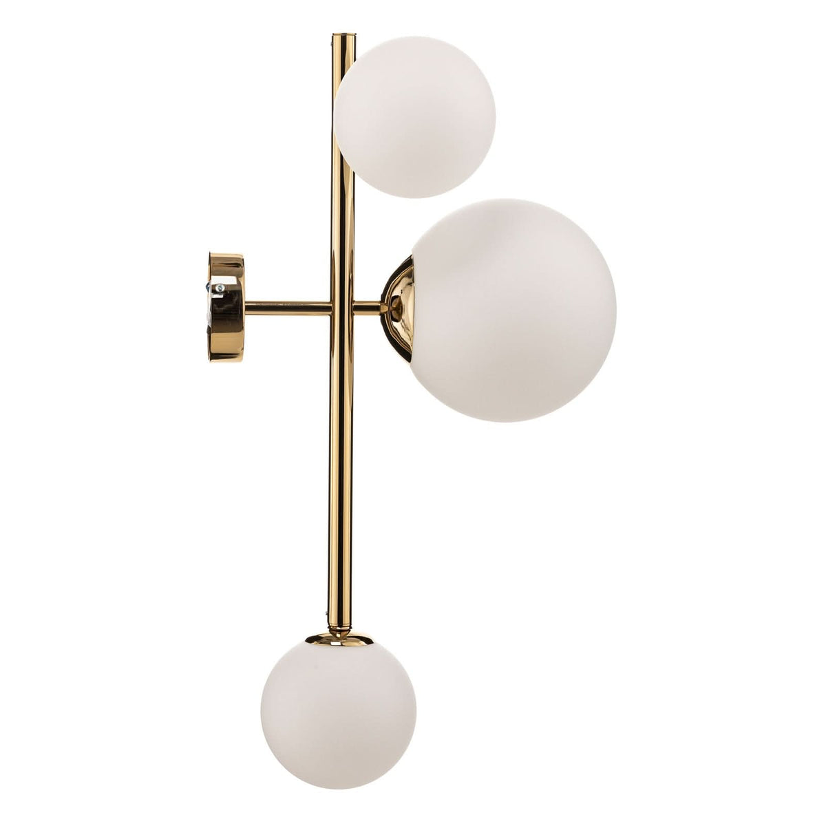 Applique murale Dione en verre, doré et blanc, 3 lumières, hauteur 66 cm