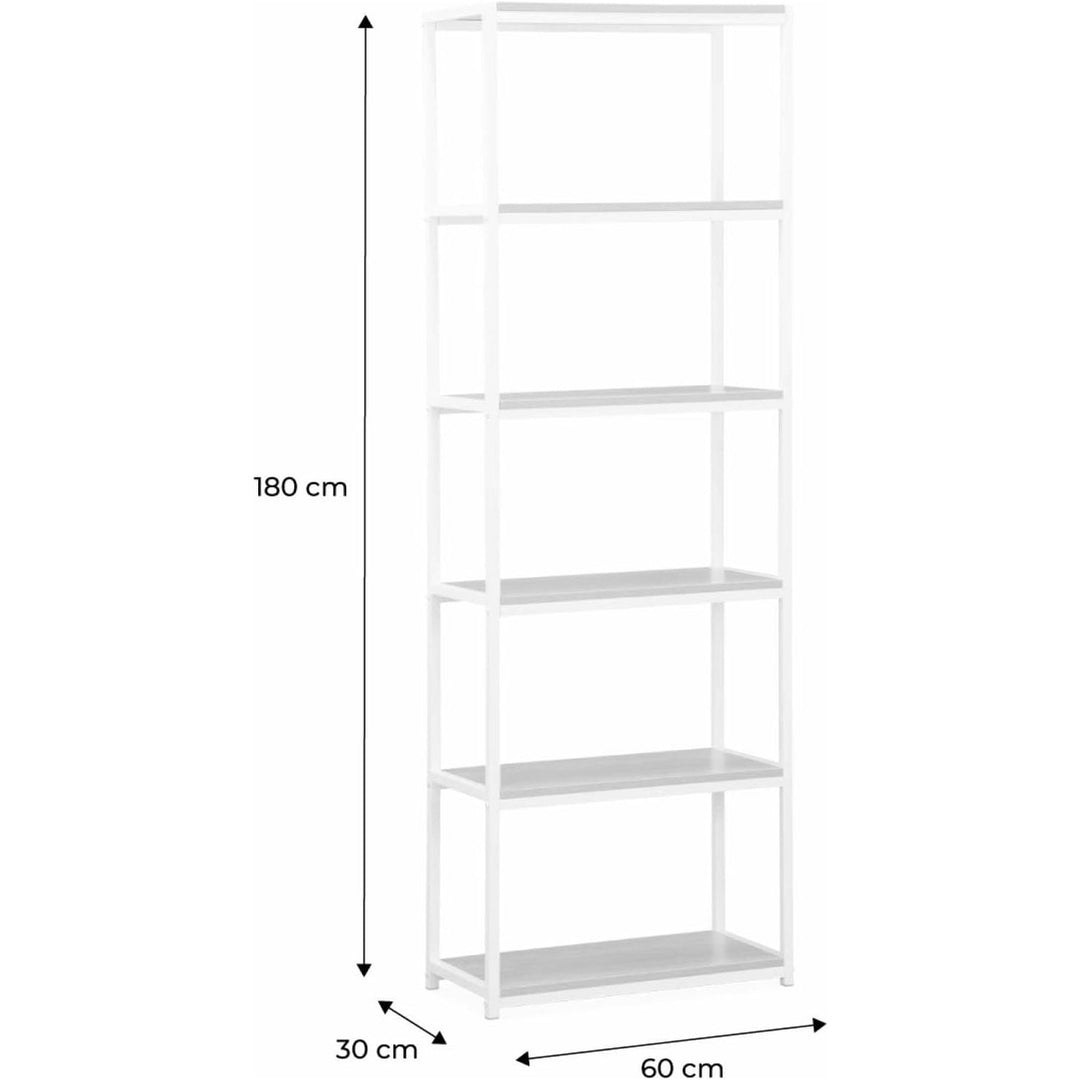 Alice'S Home - Étagère En Métal Blanc Et Décor Bois - Loft - Bibliothèque 6 Niveaux. 60X30X180Cm | Designix - Amazon    - https://designix.fr/