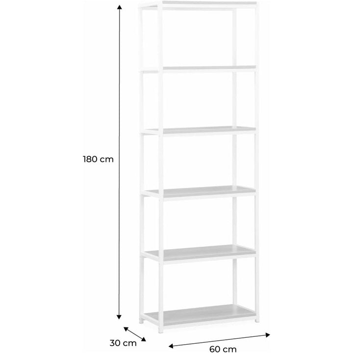 Alice'S Home - Étagère En Métal Blanc Et Décor Bois - Loft - Bibliothèque 6 Niveaux. 60X30X180Cm | Designix - Amazon    - https://designix.fr/