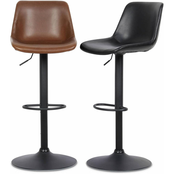 Alice'S Home - Lot De 2 Tabourets De Bar Réglables - Noah - Simili Cuir Marron - Hauteur Réglable 60.5/81.5Cm. Repose-Pieds | Designix - Amazon    - https://designix.fr/