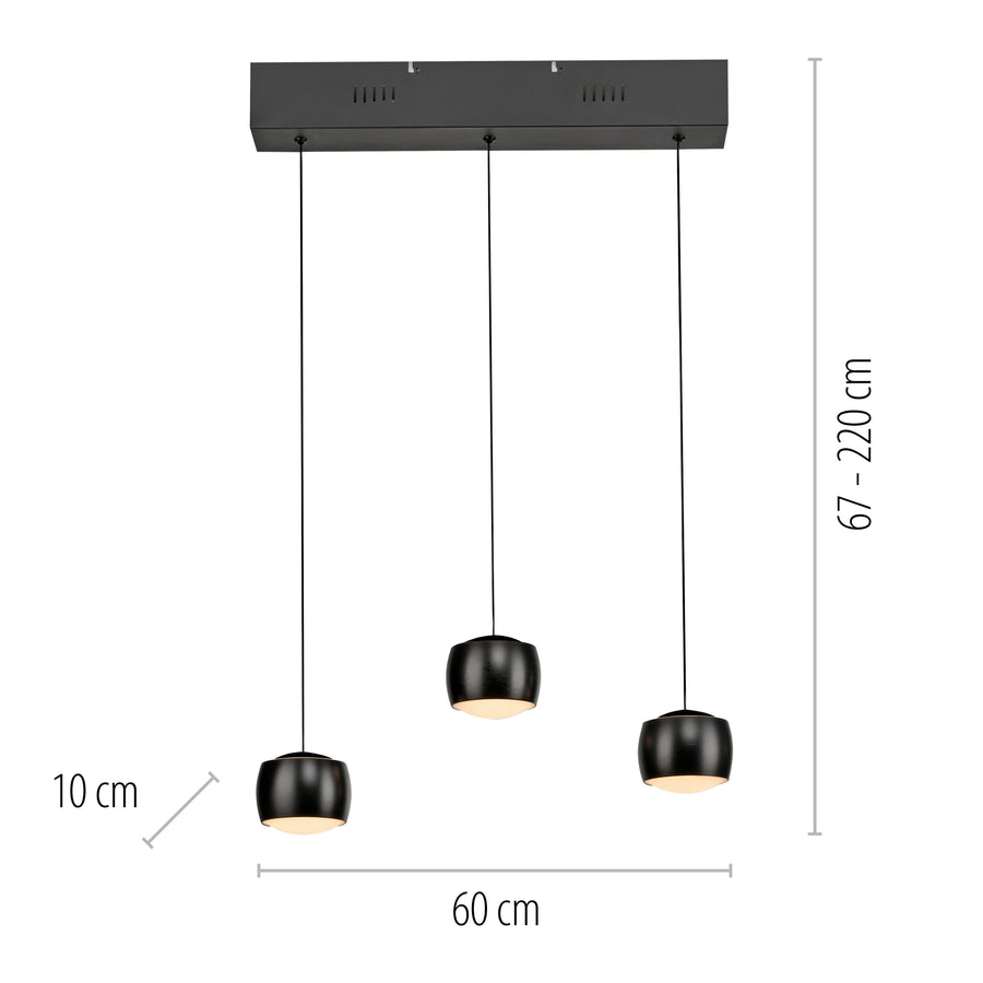 Suspension Ballini noire, H 60 cm