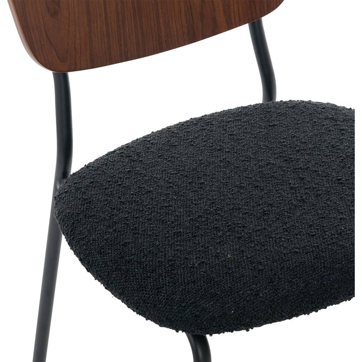 Alice'S Home - Lot De 2 Chaises Assise Bouclette Texturée Noire. Dossier Bois De Peuplier Courbé. Pieds En Métal Noir Mat | Designix - Amazon    - https://designix.fr/