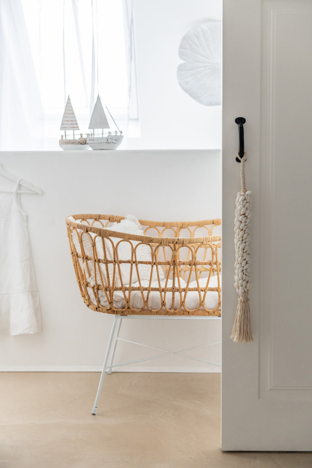 Berceau Bébé Rotin Métal Blanc | Sala