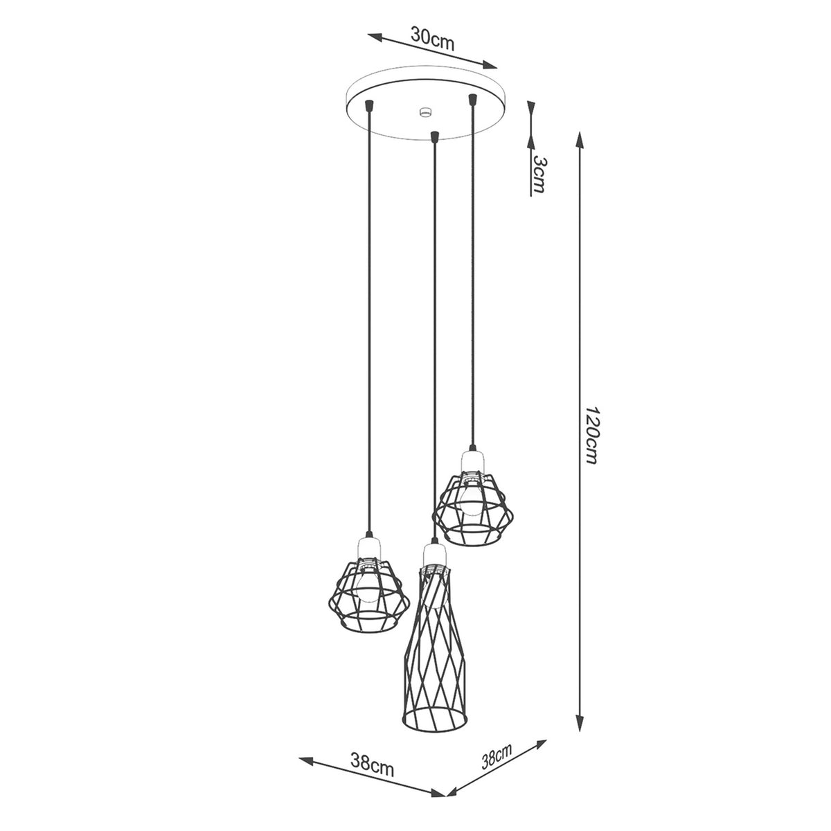 Lampe suspendue SUBA 3P noir